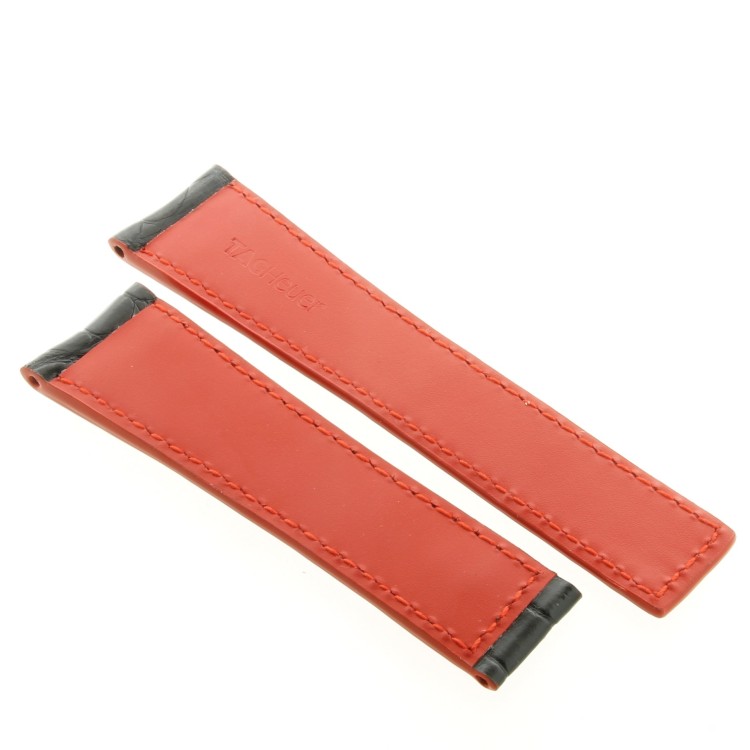 Tag Heuer Cinturino Carrera Alligatore FC6301  Nero interno rosso 22/18