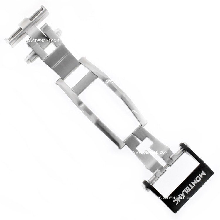Montblanc Chiusura Deployante 117180 Acciaio satinato PVD Nero misura 20 mm. Regolazione fine lunghezza cinturino.
