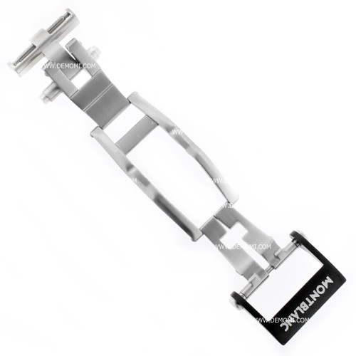 Montblanc Chiusura Deployante 117180 Acciaio satinato PVD Nero misura 20 mm. Regolazione fine lunghezza cinturino.