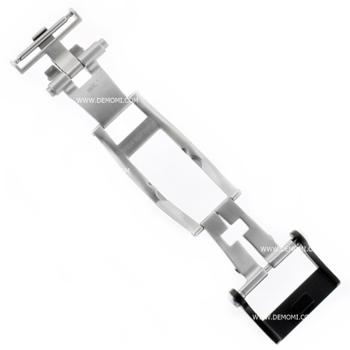 Montblanc Chiusura Deployante 117180 Acciaio satinato PVD Nero misura 20 mm. Regolazione fine lunghezza cinturino.