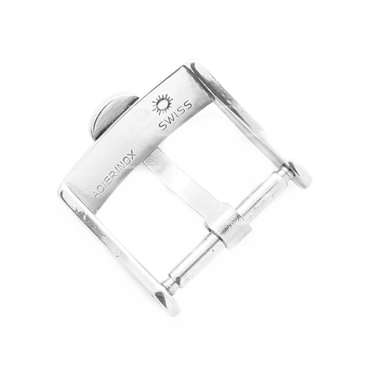 Omega Fibbia Vintage ardiglione Acciaio 14 mm emblema applicato