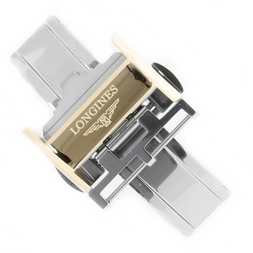Longines Chiusura Déployante Doppia in Acciaio PVD yellow 18 mm - fits any leather strap