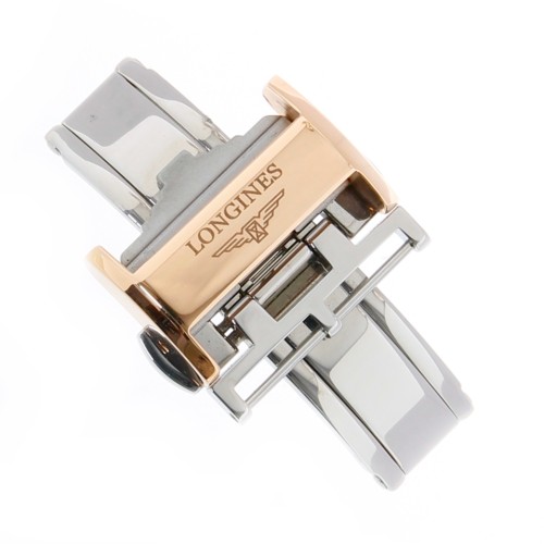 Longines Chiusura Déployante Doppia acciaio PVD rose gold 14 mm con Pulsanti - fits any leather strap.