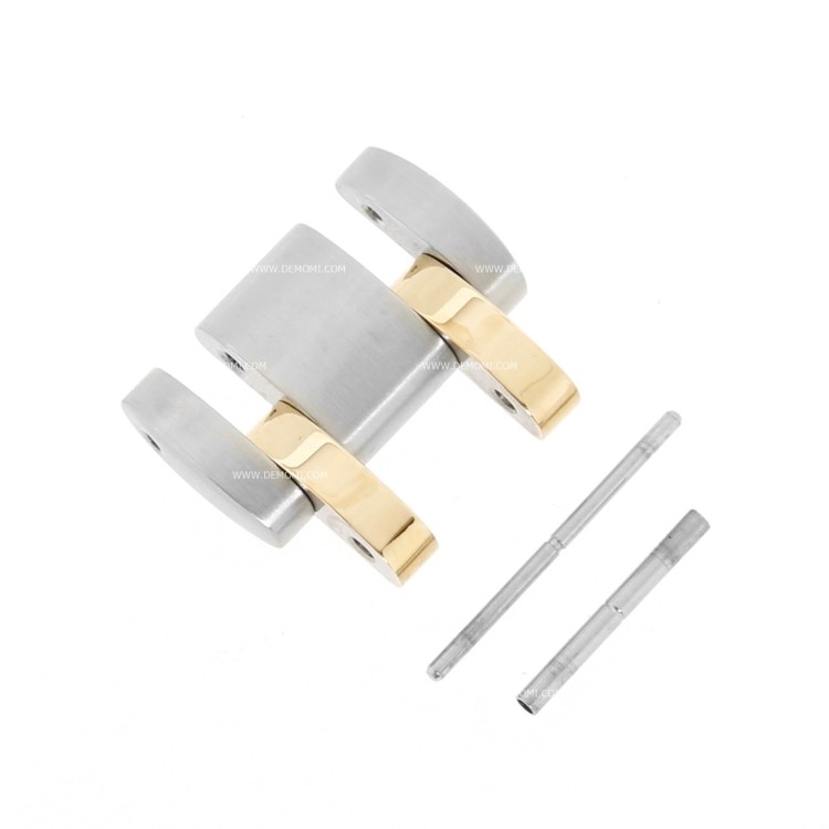 Zenith Maglia per Bracciale Rainbow. Finitura acciaio e oro giallo PVD Misure: 17,5x10x3,5 mm