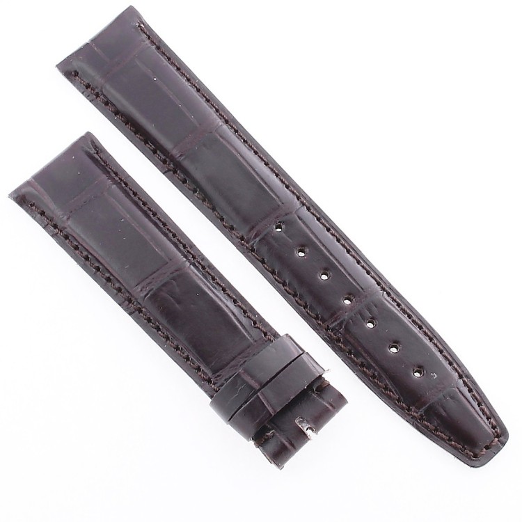 Cinturino Sartoriale Stampa Alligatore Marrone Moka Opaco 20/18 mm B47N Punta piatta