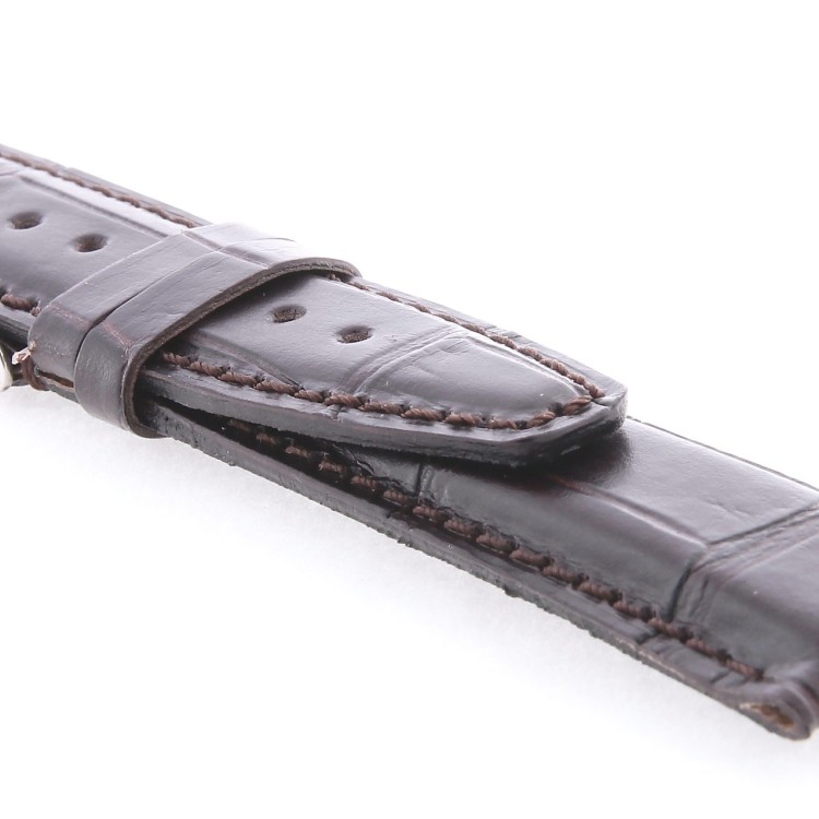 Cinturino Sartoriale Stampa Alligatore Marrone Moka Opaco 20/18 mm B47N Punta piatta