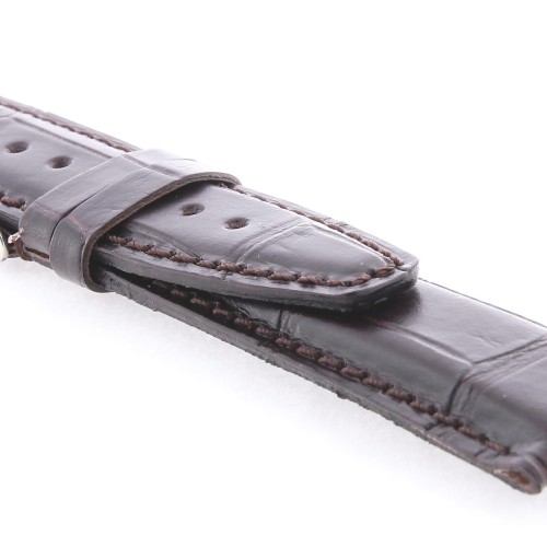 Cinturino Sartoriale Stampa Alligatore Marrone Moka Opaco 20/18 mm B4N Punta paitta
