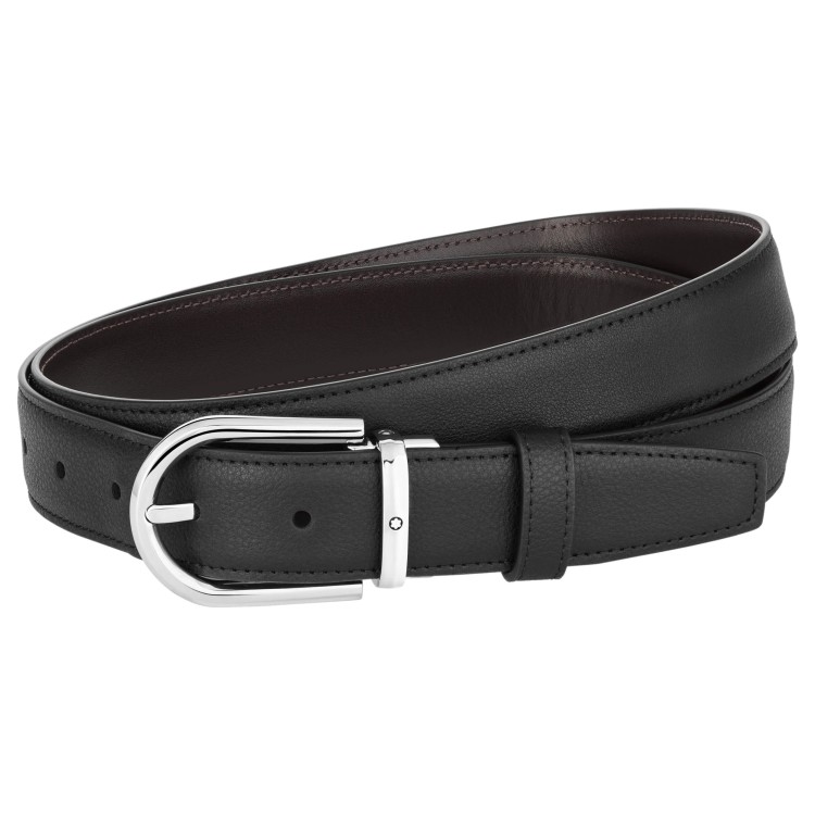 MONTBLANC Cintura 128757 Double Face Pelle Nera  - Marrone misure 3 x 120 cm