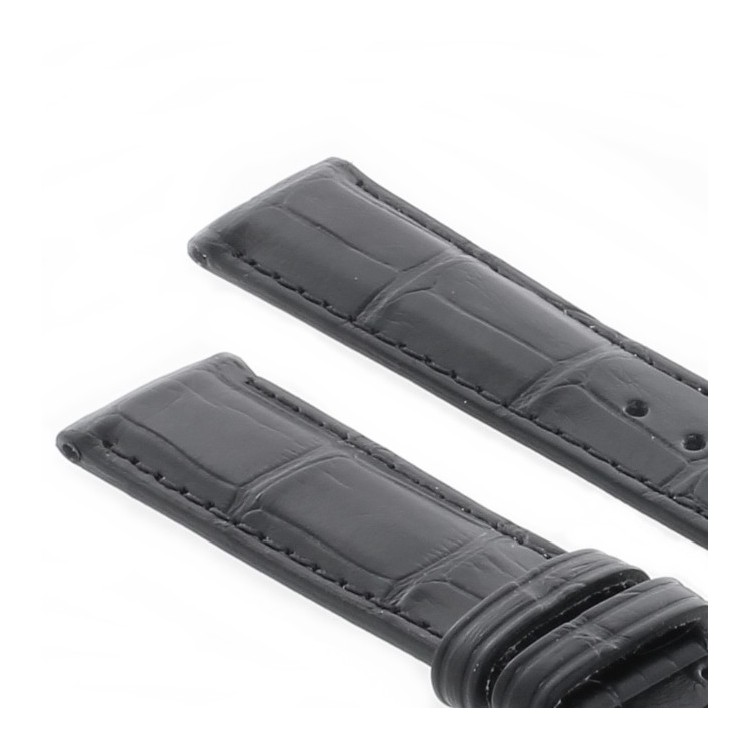 Cinturino Sartoriale Alligatore Nero Opaco 18/16 mm B48B classico.