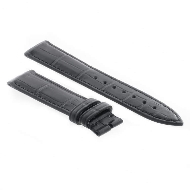 Cinturino Sartoriale Alligatore Nero Opaco 18/16 mm tipo Portoghese