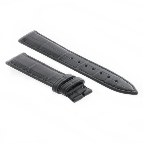 Cinturino Sartoriale Alligatore Nero Opaco 18/16 mm B48B classico.