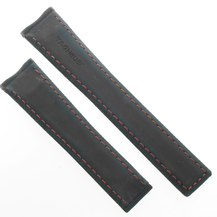 Tag Heuer Cinturino Aquaracer FC6381 Nero sintetico 21/18 mm cuciture Rosse WAY208A