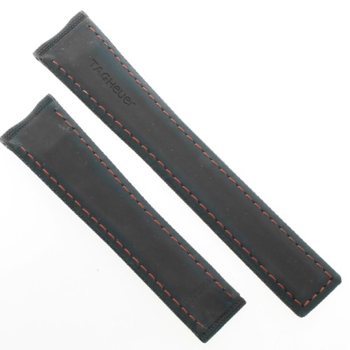Tag Heuer Cinturino Aquaracer FC6381 Nero sintetico 21/18 mm cuciture Rosse WAY208A