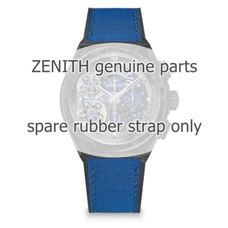 Zenith Cinturino Caucciù Blu 23/22 mm effetto cordura Defy 21 cuciture nere