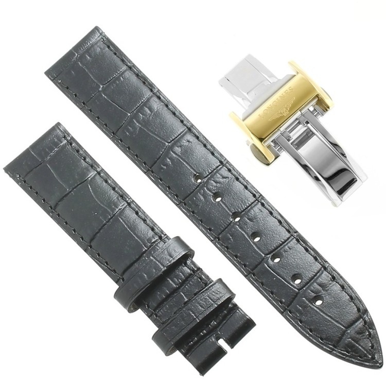 Longines Cinturino L682101262 FDG Stampa Alligatore Nero 18/16 mm Fibbia