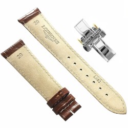 Longines Cinturino Stampa Alligatore marrone gold 20/16 mm con chiusura déployante PVD Giallo