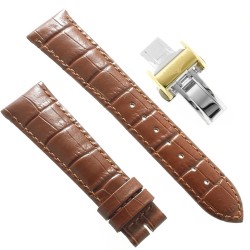 Longines Cinturino Stampa Alligatore marrone gold 20/16 mm con chiusura déployante PVD Giallo 2