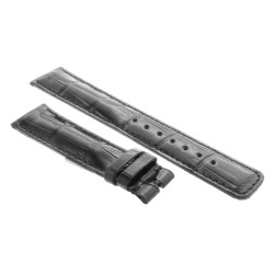 Cinturino non originale IWC Alligatore Nero Lucido 20/18 mm tipo Portoghese punta larga 2