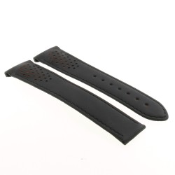 OMEGA cinturino pelle Nero 21/18 forato, Speedmaster Racing Co-axial. fori arancio. 329.32.44.51.01.001 2
