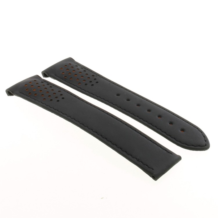 OMEGA cinturino pelle Nero 21/18 forato, Speedmaster Racing Co-axial. fori arancio. 329.32.44.51.01.001