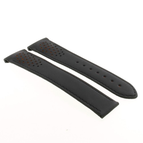 OMEGA cinturino pelle Nero 21/18 forato, Speedmaster Racing Co-axial. fori arancio. 329.32.44.51.01.001