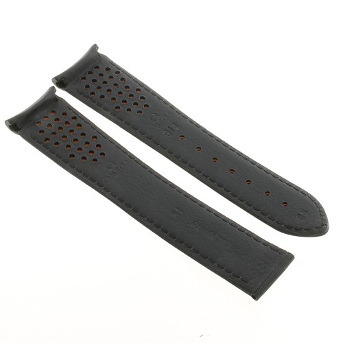 OMEGA cinturino pelle Nero 21/18 forato, Speedmaster Racing Co-axial. fori arancio. 329.32.44.51.01.001