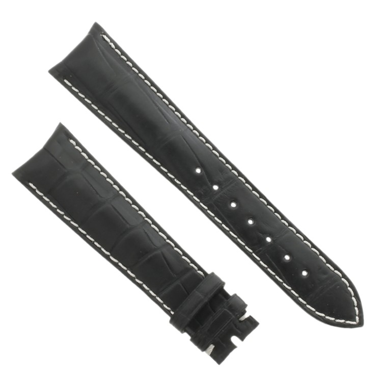Cinturino Sartoriale Alligatore Nero opaco 20/16 mm B50B classico.