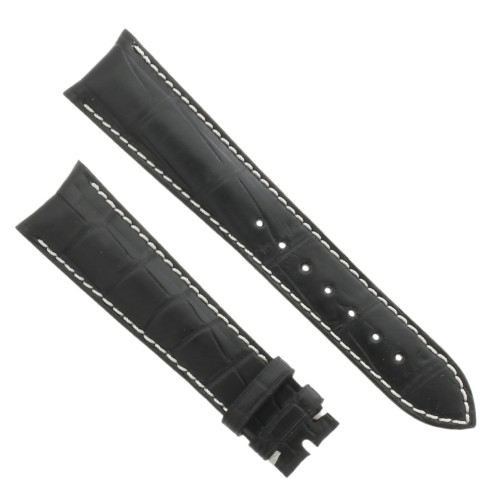 Cinturino Sartoriale Alligatore Nero opaco 20/16 mm B50B classico.