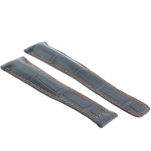 Tag Heuer Cinturino Monaco Stampa Alligatore Blu Cucitura Arancione Aftermarket Compatibile 22/18 mm