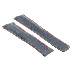 Tag Heuer Cinturino Monaco Stampa Alligatore Blu Cucitura Rossa Aftermarket Compatibile 22/18 mm 2