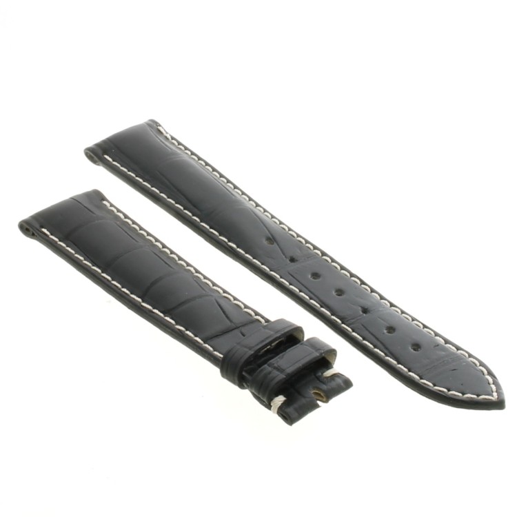 Cinturino Sartoriale Alligatore Nero opaco 20/16 mm B50B classico.