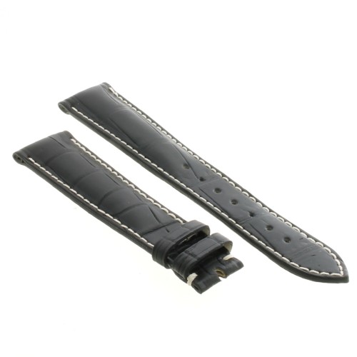 Cinturino Sartoriale Alligatore Nero opaco 20/16 mm B50B classico.