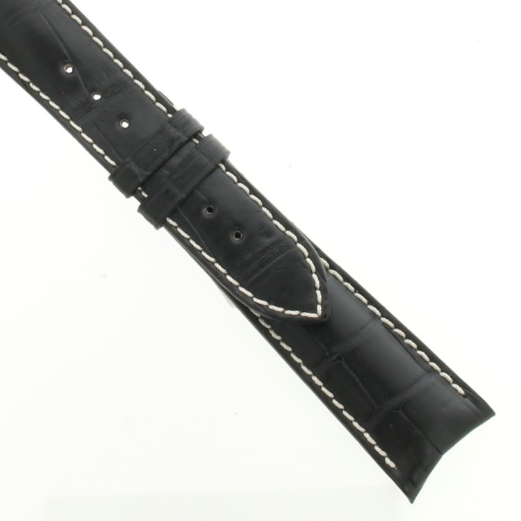 Cinturino Sartoriale Alligatore Nero opaco 20/16 mm B50B classico.