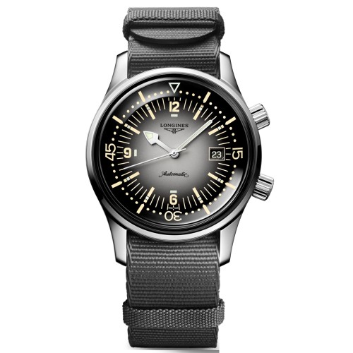 LONGINES Heritage Legend Diver L3.774.4.70.2 con data 42 mm Automatico Grigio Sfumato
