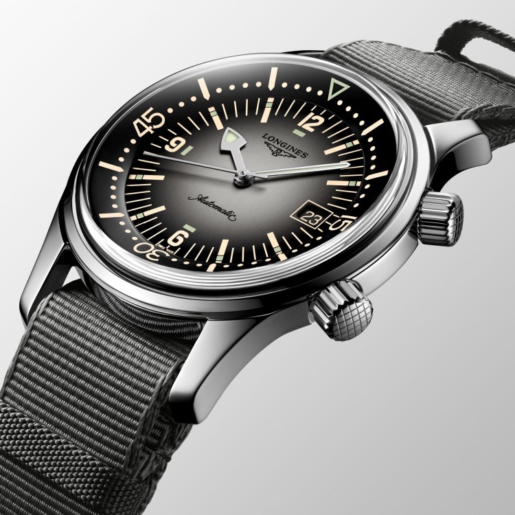 LONGINES Heritage Legend Diver L3.774.4.70.2 con data 42 mm Automatico Grigio Sfumato