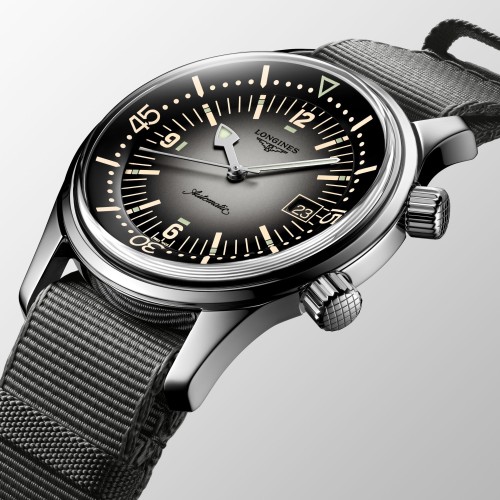 LONGINES Heritage Legend Diver L3.774.4.70.2 con data 42 mm Automatico Grigio Sfumato