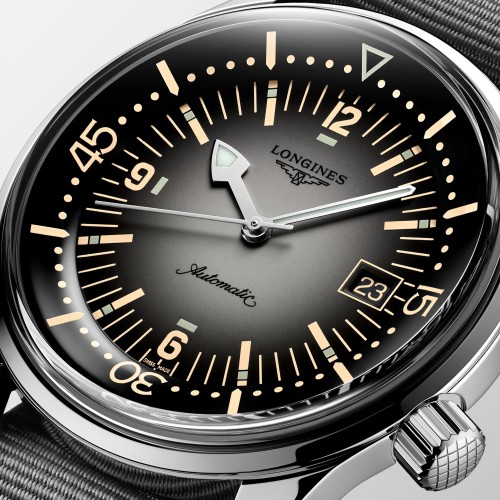 LONGINES Heritage Legend Diver L3.774.4.70.2 con data 42 mm Automatico Grigio Sfumato