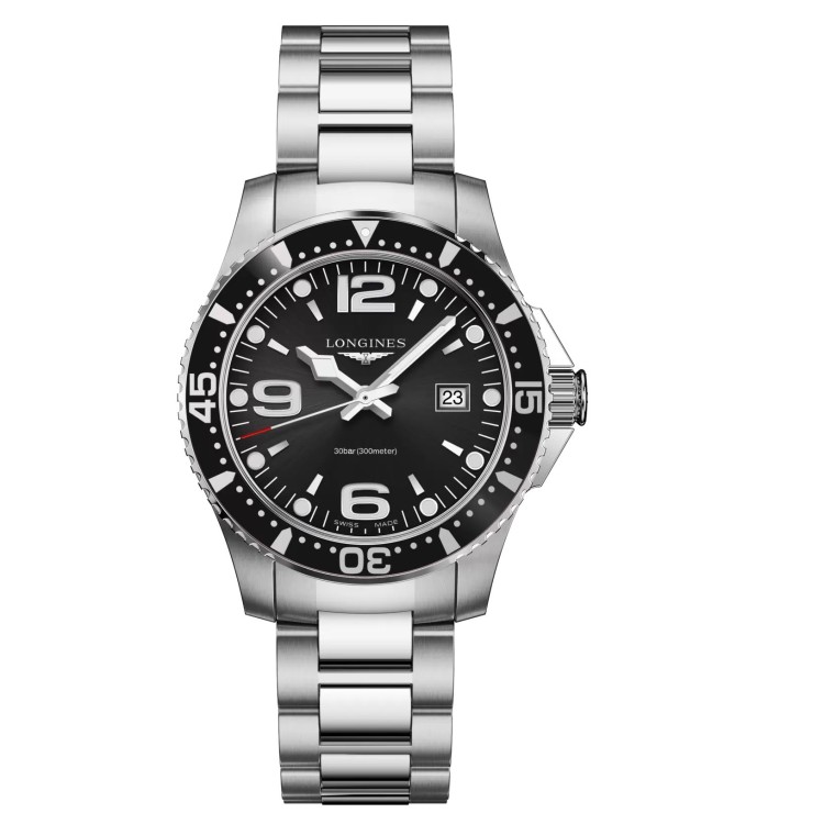 LONGINES HydroConquest L3.730.4.56.6 Quarzo 39 mm Nero.