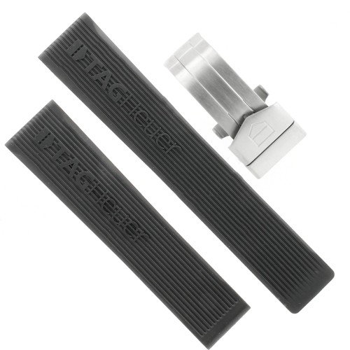 Tag Heuer Cinturino + Chiusura Caucciù FT6024  misure 19 x 18 mm