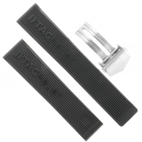 Tag Heuer Cinturino Caucciù FT6024 FDA Nero misure 19/18 mm + Chiusura