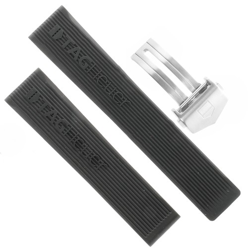 Tag Heuer Cinturino Caucciù FT6024 FDA Nero misure 19/18 mm + Chiusura
