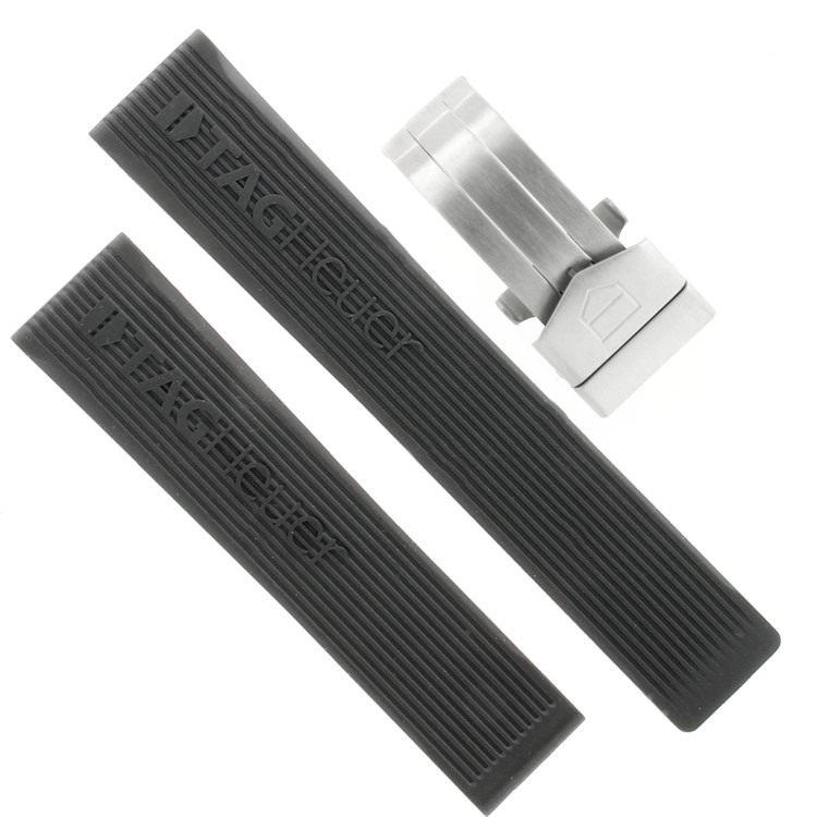 Tag Heuer Cinturino Caucciù FT6024 FDA2 Nero misure 19/18 mm + Chiusura