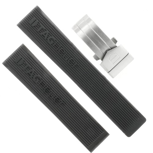 Tag Heuer Cinturino + Chiusura Caucciù FT6024  misure 19 x 18 mm
