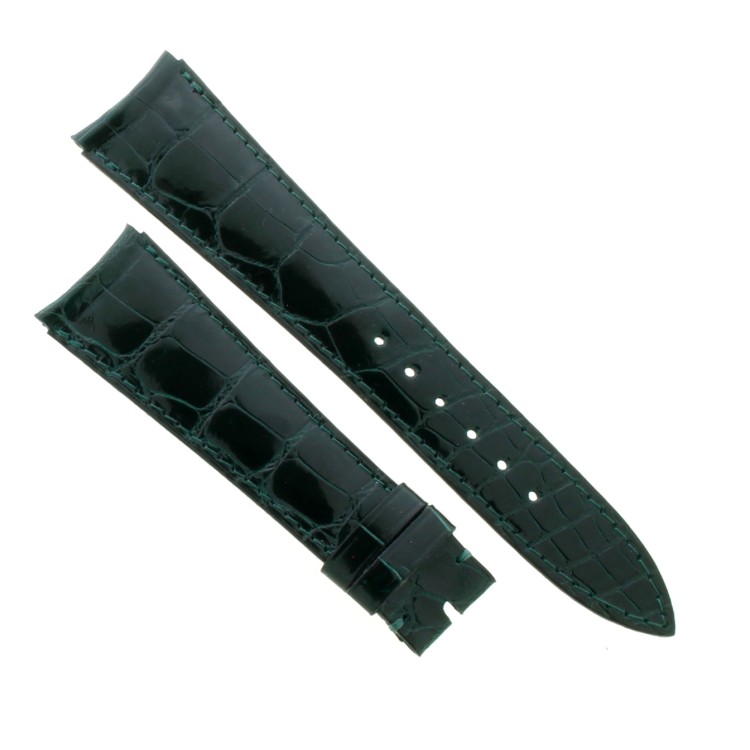 AUDEMARS PIGUET Cinturino Coccodrillo Verde lucido cucito misure 21/16 mm  spessore 3 mm