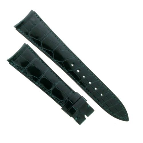 AUDEMARS PIGUET Cinturino Coccodrillo Verde lucido cucito misure 21/16 mm  spessore 3 mm