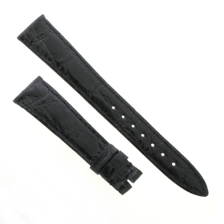 Cinturino Coccodrillo Nero Lucido Piatto 18/14 mm B20B forma classica