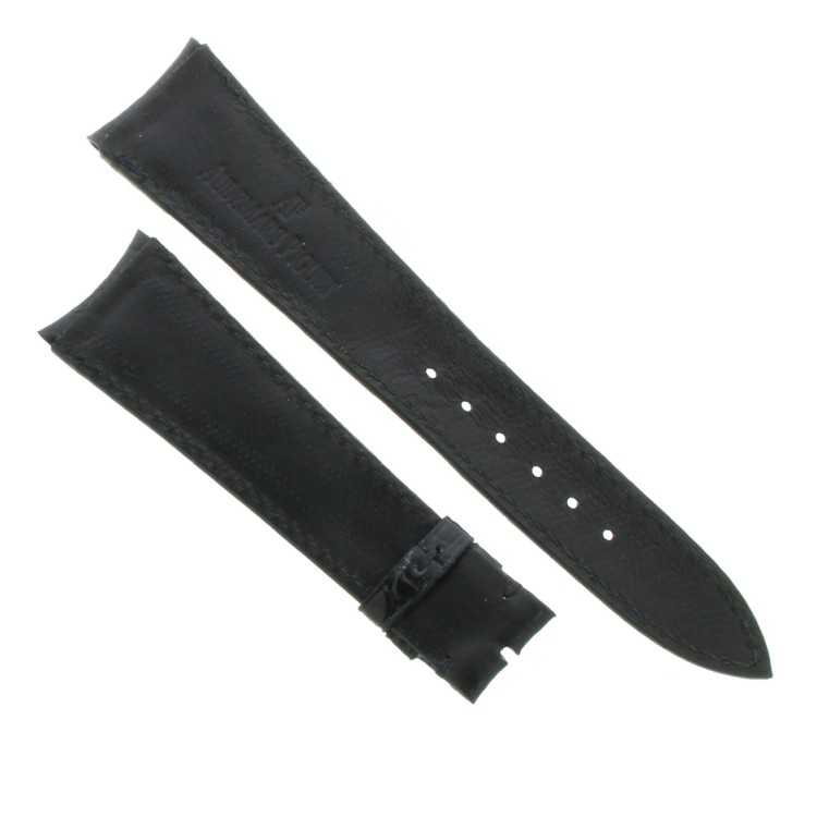 AUDEMARS PIGUET Cinturino Coccodrillo Nero lucido cucito misure 21/16 mm  spessore 3 mm.
