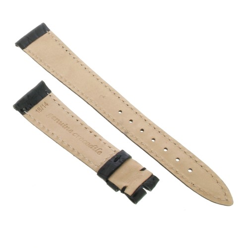 Cinturino Coccodrillo Nero Lucido Piatto 18/14 mm B20B forma classica