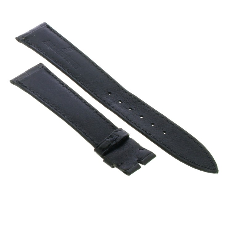 AUDEMARS PIGUET Cinturino Alligarore Nero lucido cucito misure 20/16 mm  spessore 3 mm