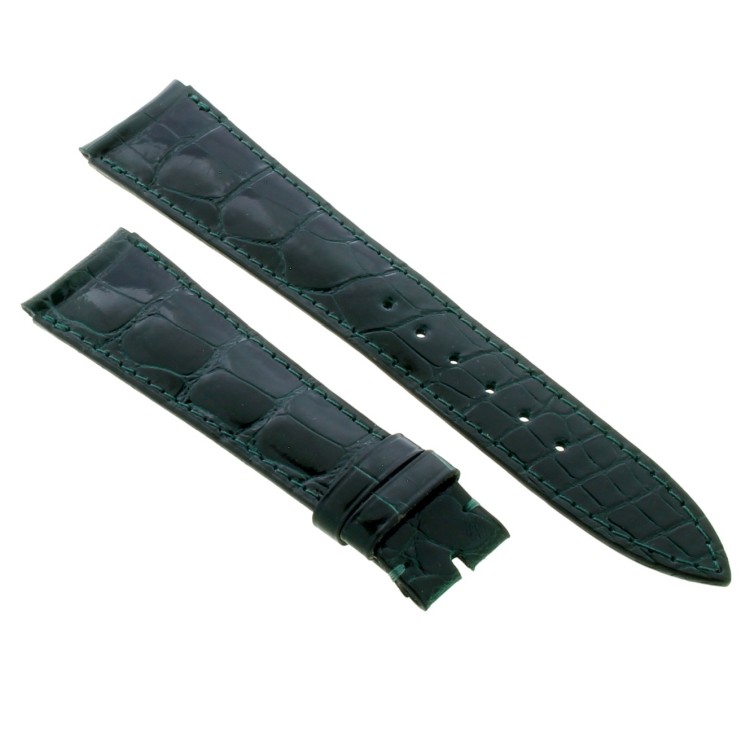 AUDEMARS PIGUET Cinturino Coccodrillo Verde lucido cucito misure 21/16 mm  spessore 3 mm